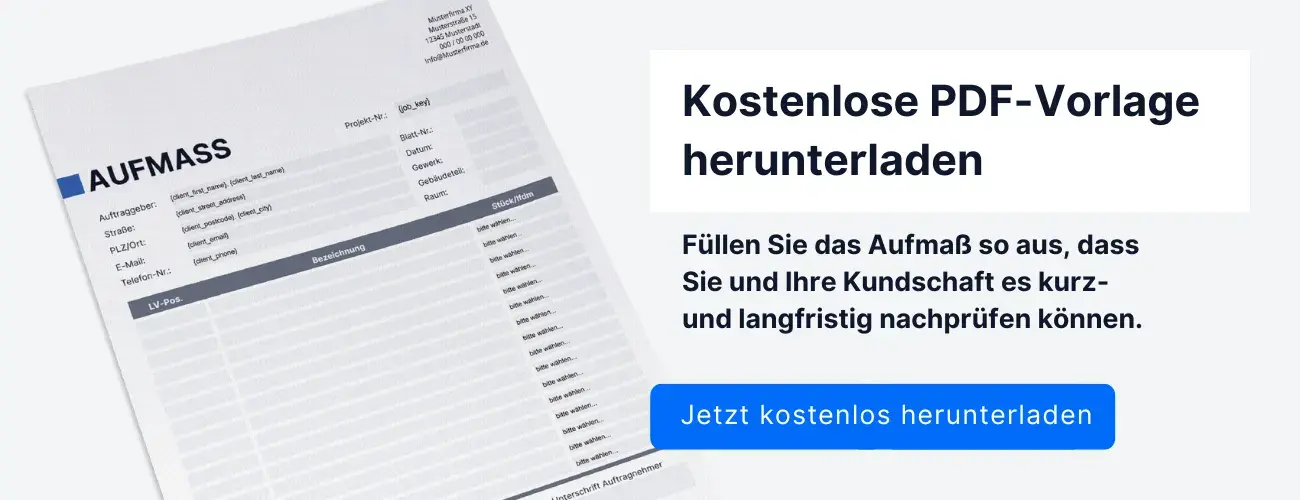Kostenlose Aufmass Vorlage