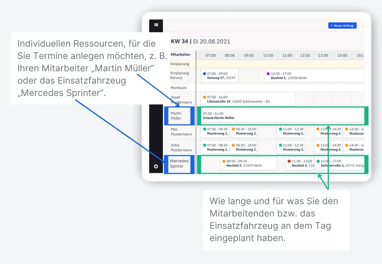 Einsatzplanung im Handwerk direkt mit erledigen