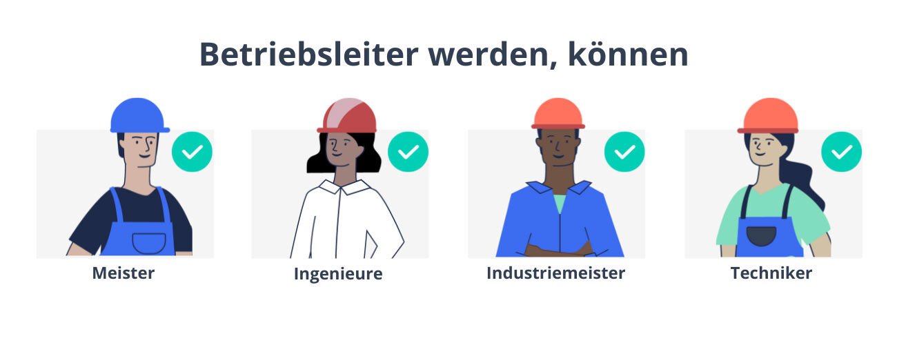 Betriebsleiter werden können: Meister, Ingenieure, Industriemeister, techniker