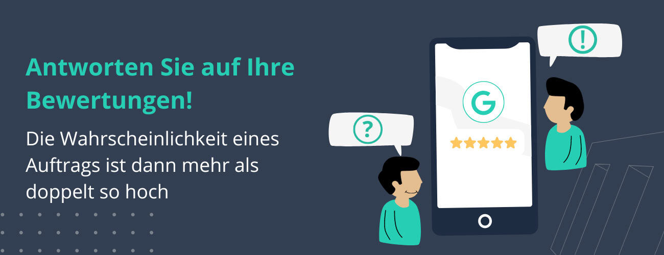 Es ist mehr als doppelt so wahrscheinlich, dass Kundinnen und Kunden Ihre Dienstleistung in Anspruch nehmen, wenn Sie auf Bewertungen antworten.
