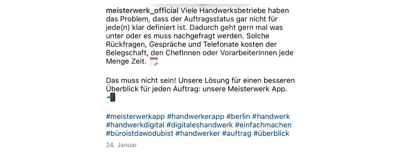 Beispiel für einen Text eines Instagram-Beitrags