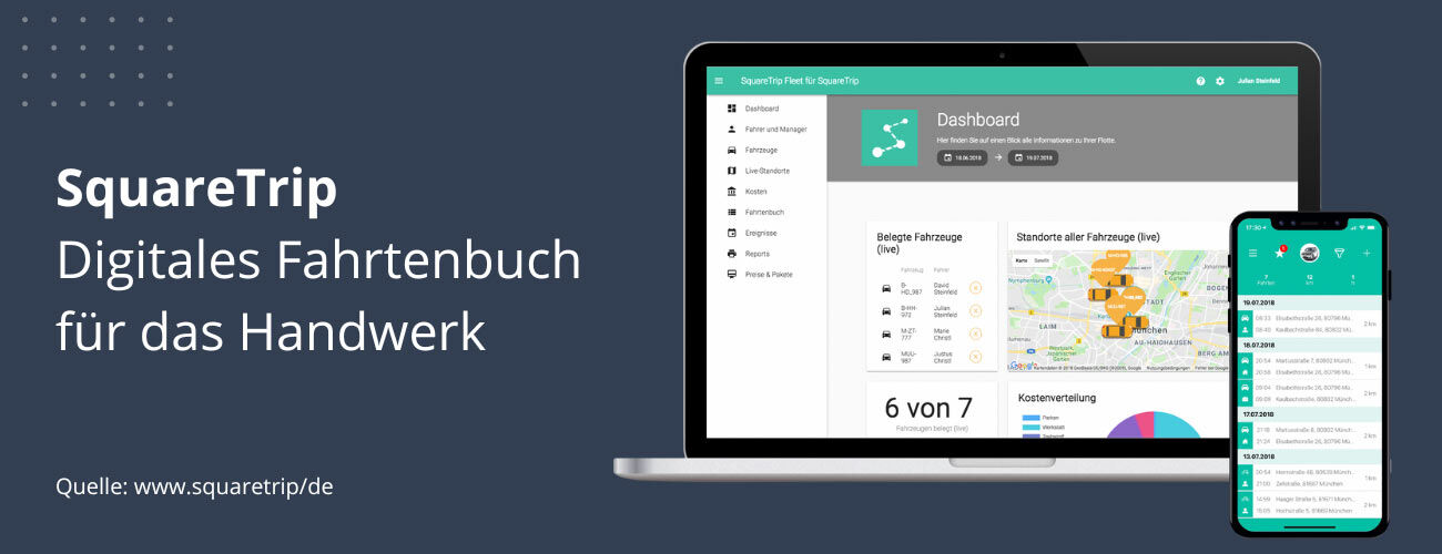 Handwerker App: Das digitale Fahrtenbuch von SquareTrip