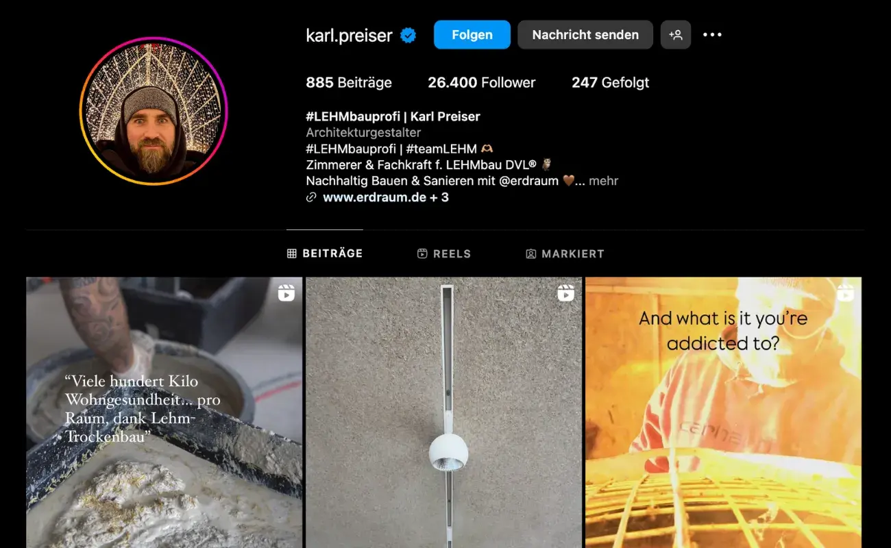 Lehmbauer Karl Preiser - Baufluencer Instagram Profil